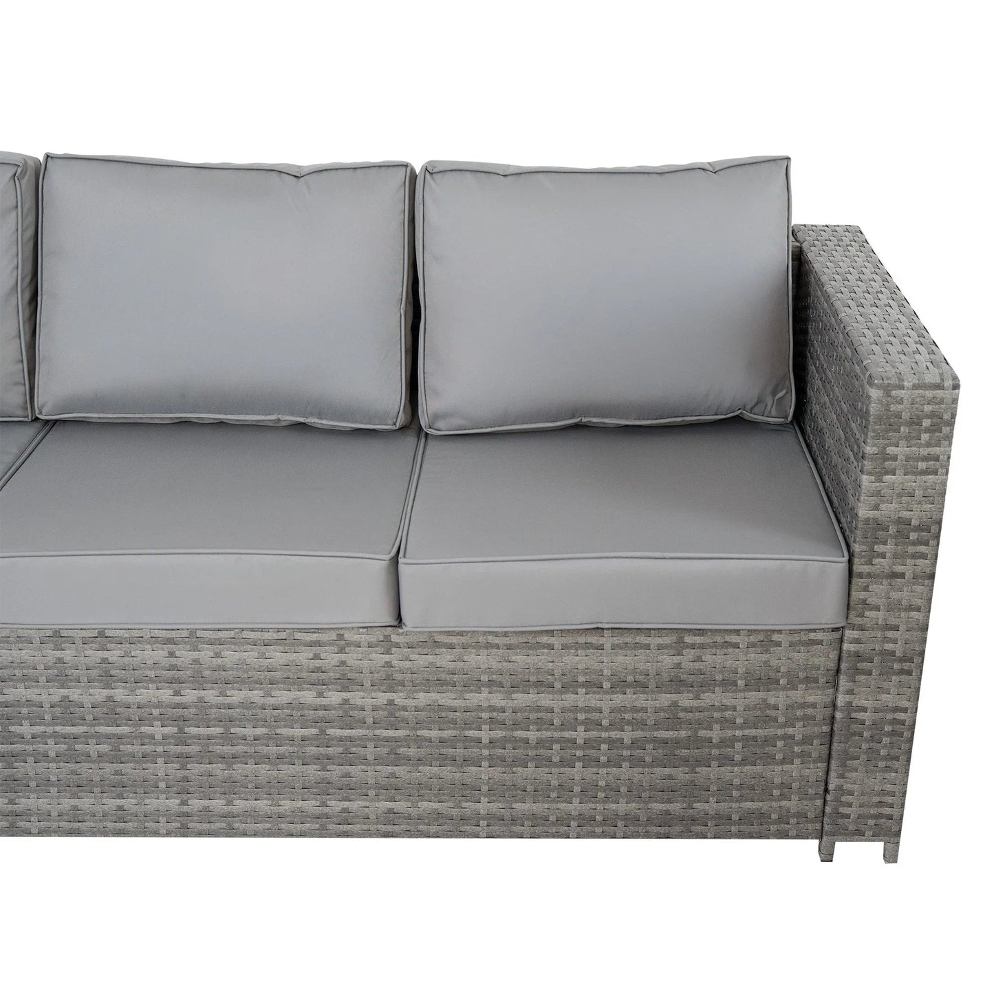 8 Seater Rattan Furniture Set With Firepit – Grey