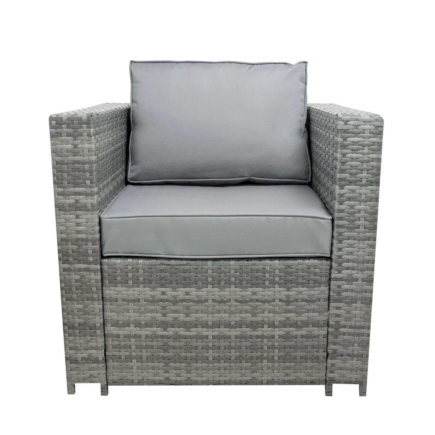 8 Seater Rattan Furniture Set With Firepit – Grey