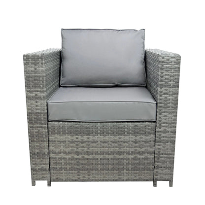 8 Seater Rattan Furniture Set With Firepit – Grey