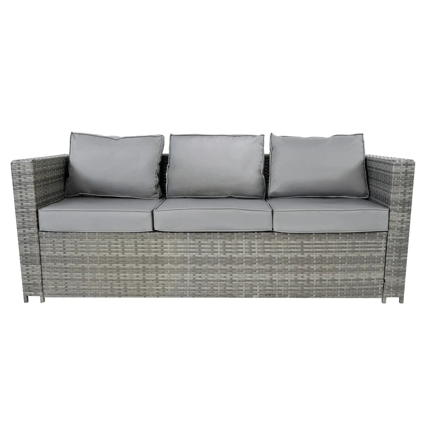 8 Seater Rattan Furniture Set With Firepit – Grey