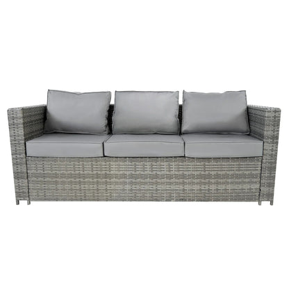 8 Seater Rattan Furniture Set With Firepit – Grey