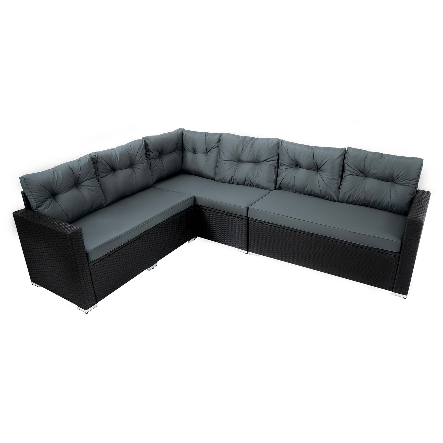 Rattan Corner Set With Composite Table – Black