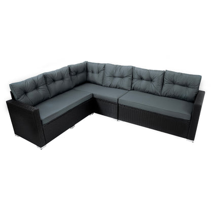 Rattan Corner Set With Composite Table – Black