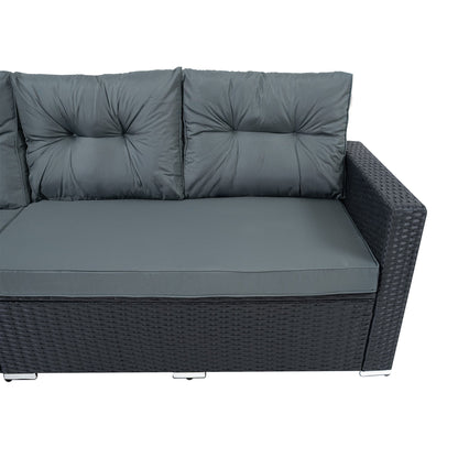 Rattan Corner Set With Composite Table – Black