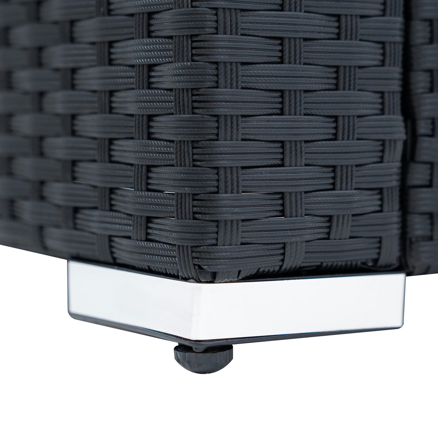 Rattan Corner Set With Composite Table – Black