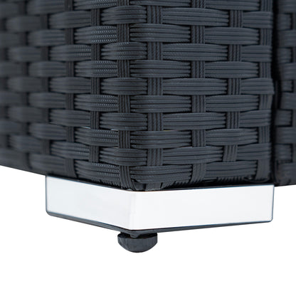 Rattan Corner Set With Composite Table – Black