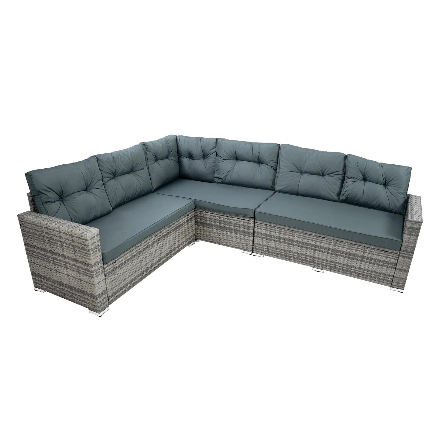 Rattan Corner Set With Composite Table – Grey
