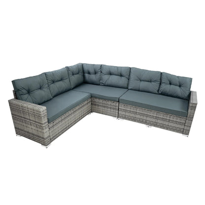 Rattan Corner Set With Composite Table – Grey