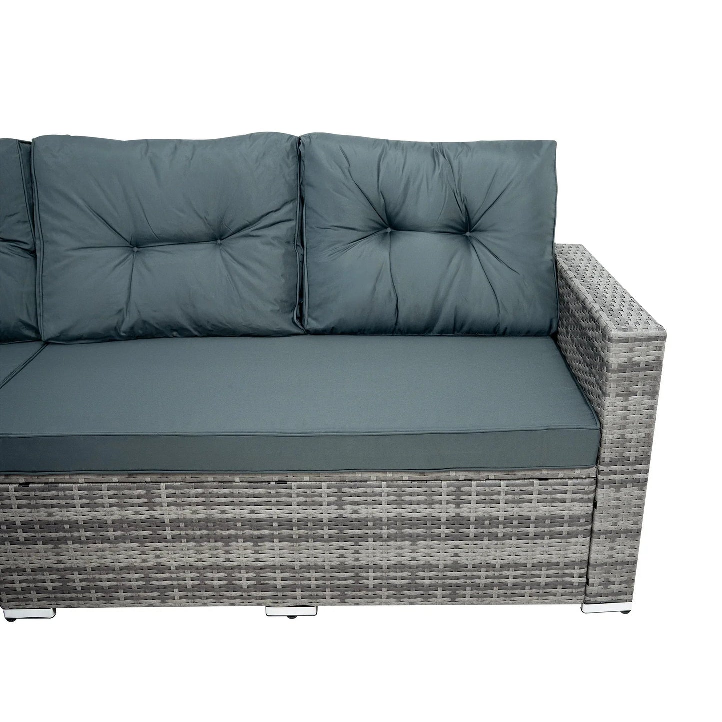Rattan Corner Set With Composite Table – Grey