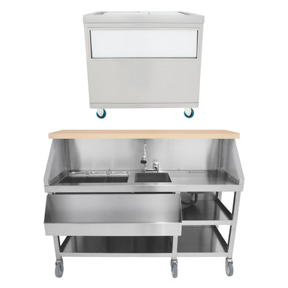 Mobile Cocktail Bar Station & Ice Cart – 800mm
