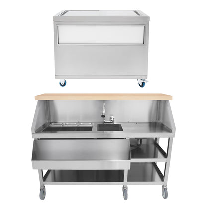 Mobile Cocktail Bar Station & Ice Cart – 1000mm