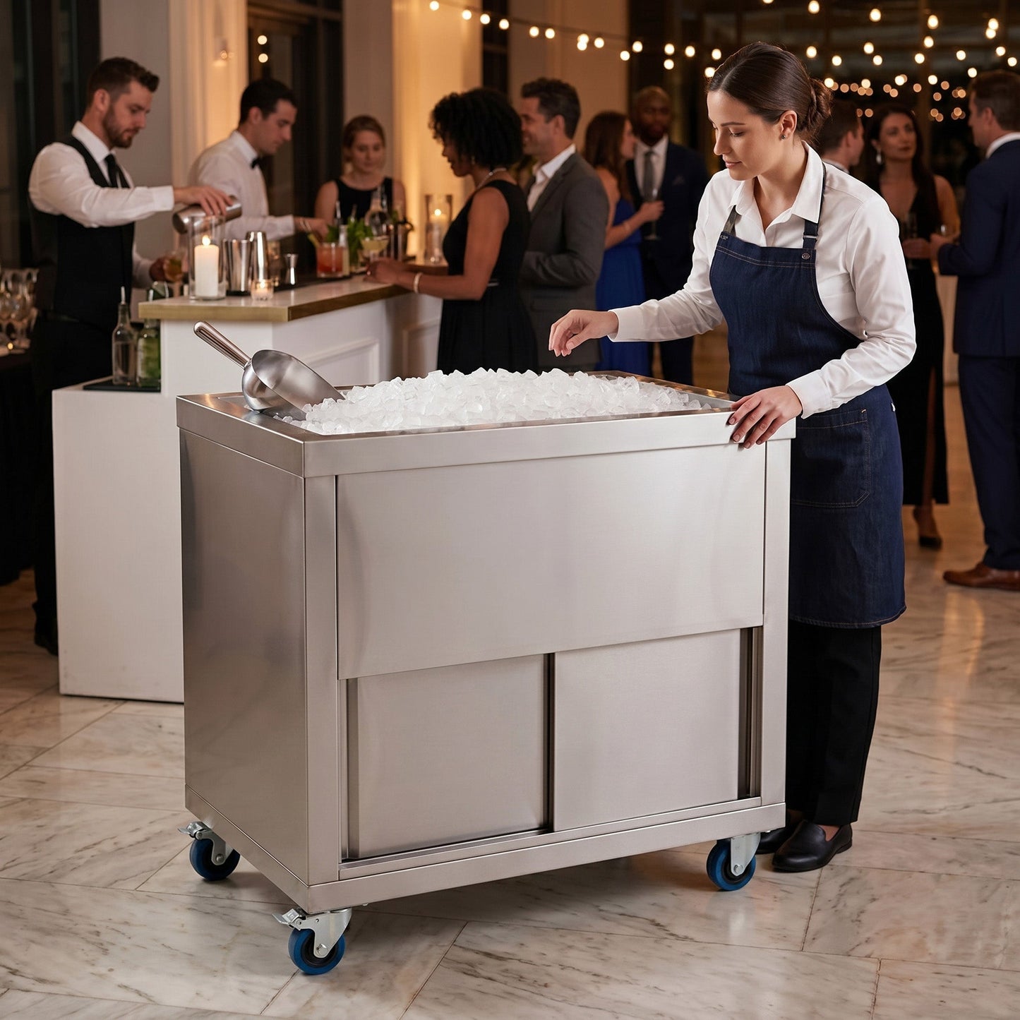 Mobile Cocktail Bar Station & Ice Cart – 1000mm