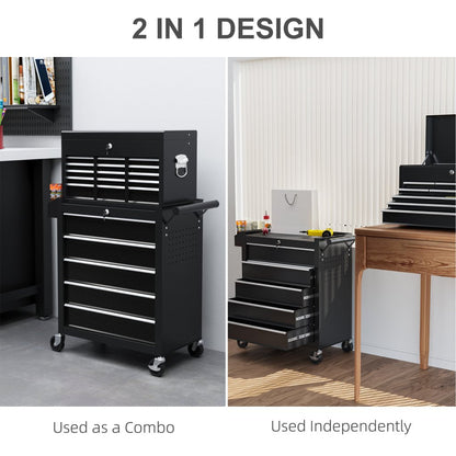 2-in-1 Lockable Tool Chest & Roller Cabinet – 14 Drawers