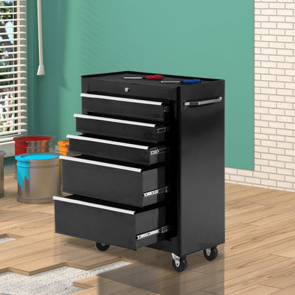 5-Drawer Lockable Tool Storage Trolley – Black