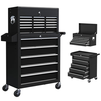 2-in-1 Lockable Tool Chest & Roller Cabinet – 14 Drawers