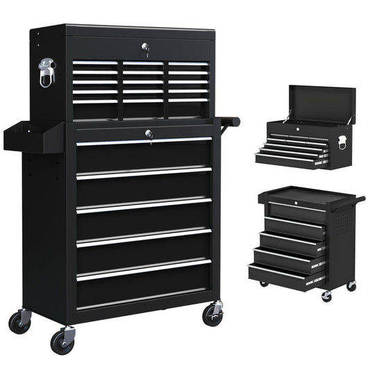 2-in-1 Lockable Tool Chest & Roller Cabinet – 14 Drawers