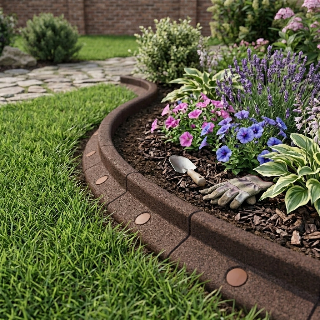 Flexible Lawn Edging 4.8m With Mallet - Brown
