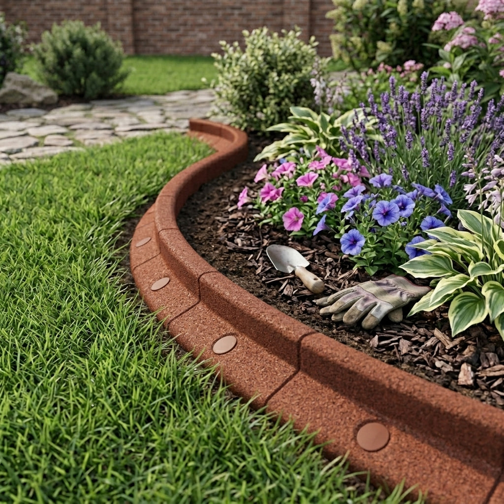 Flexible Lawn Edging 14.4m With Mallet - Terracotta