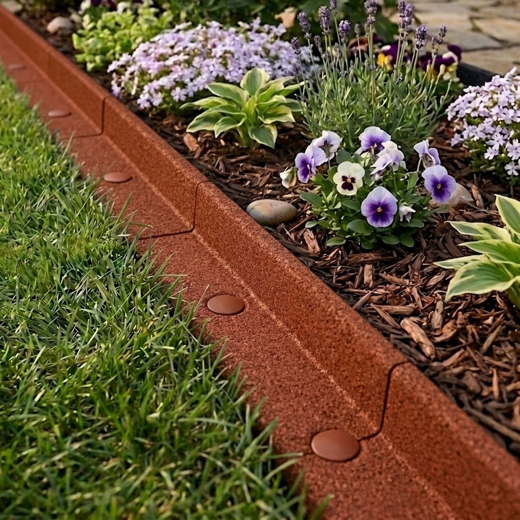 Flexible Lawn Edging 60m With Mallet - Terracotta