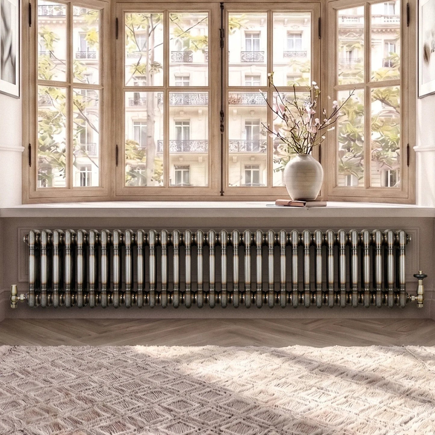 Traditional 3 Column Radiator - 300 x 1460mm - Raw Metal