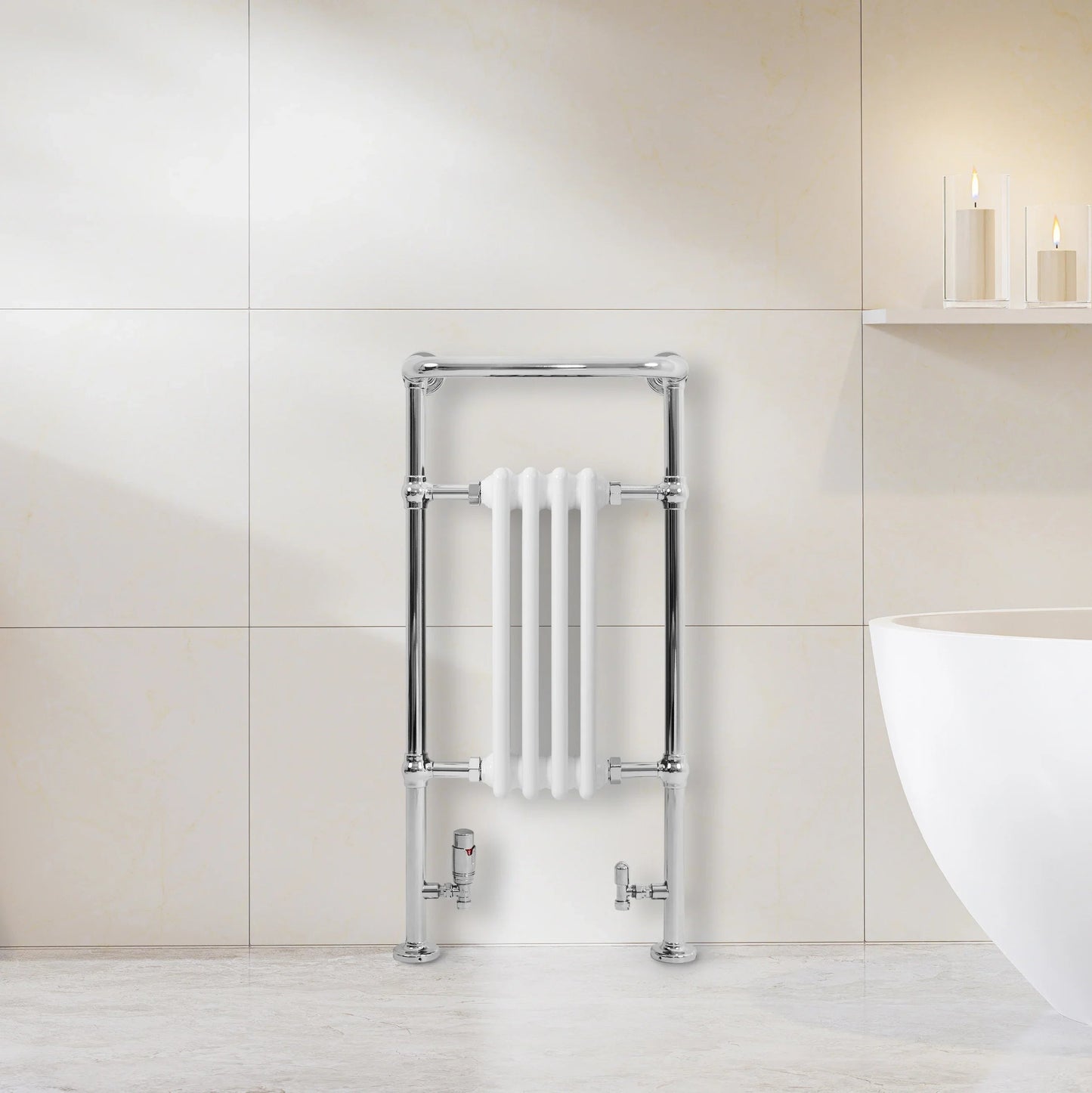 Traditional Heated Towel Rail Radiator – 950mm x 480mm  – White