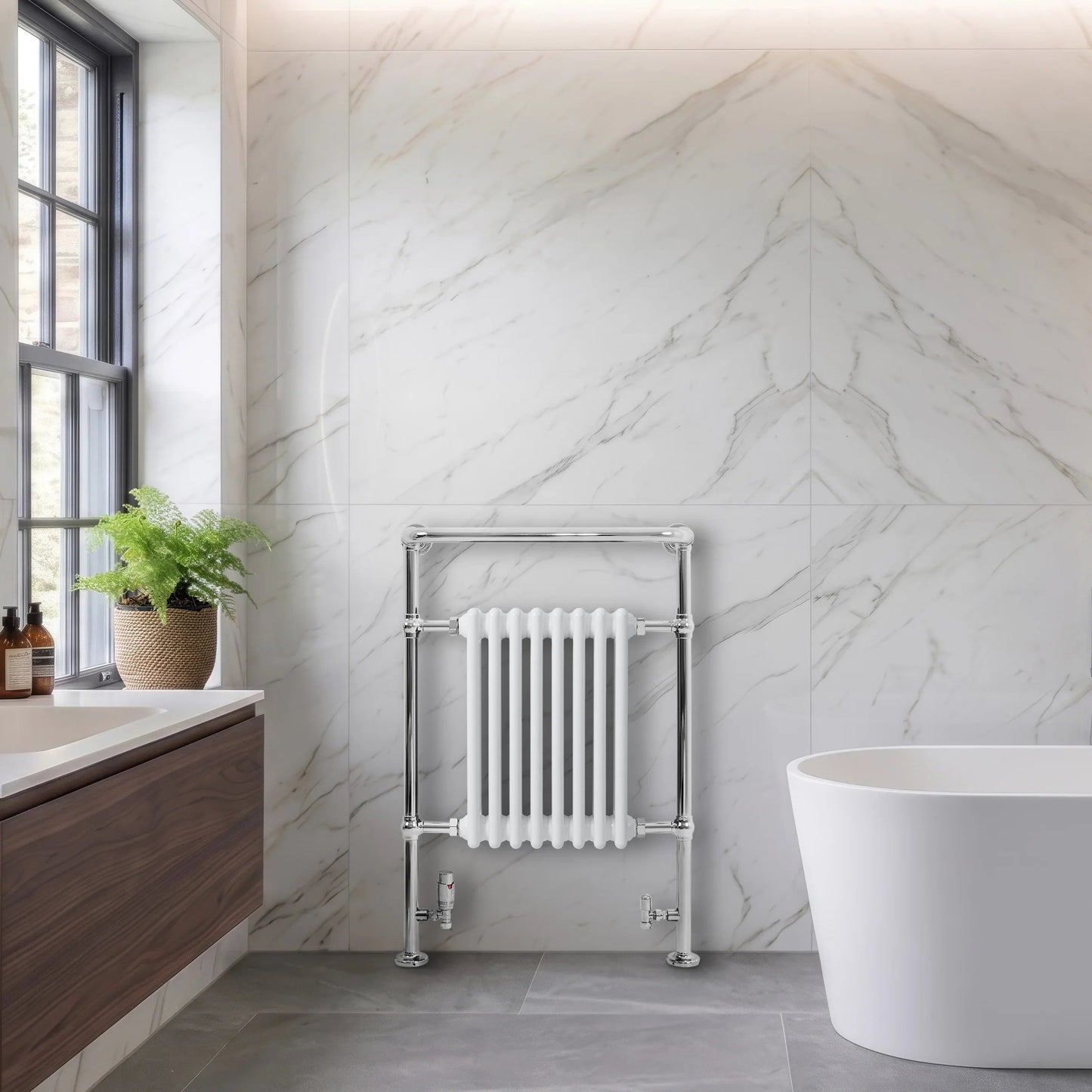 Traditional Heated Towel Rail Radiator – 950mm x 660mm  – White