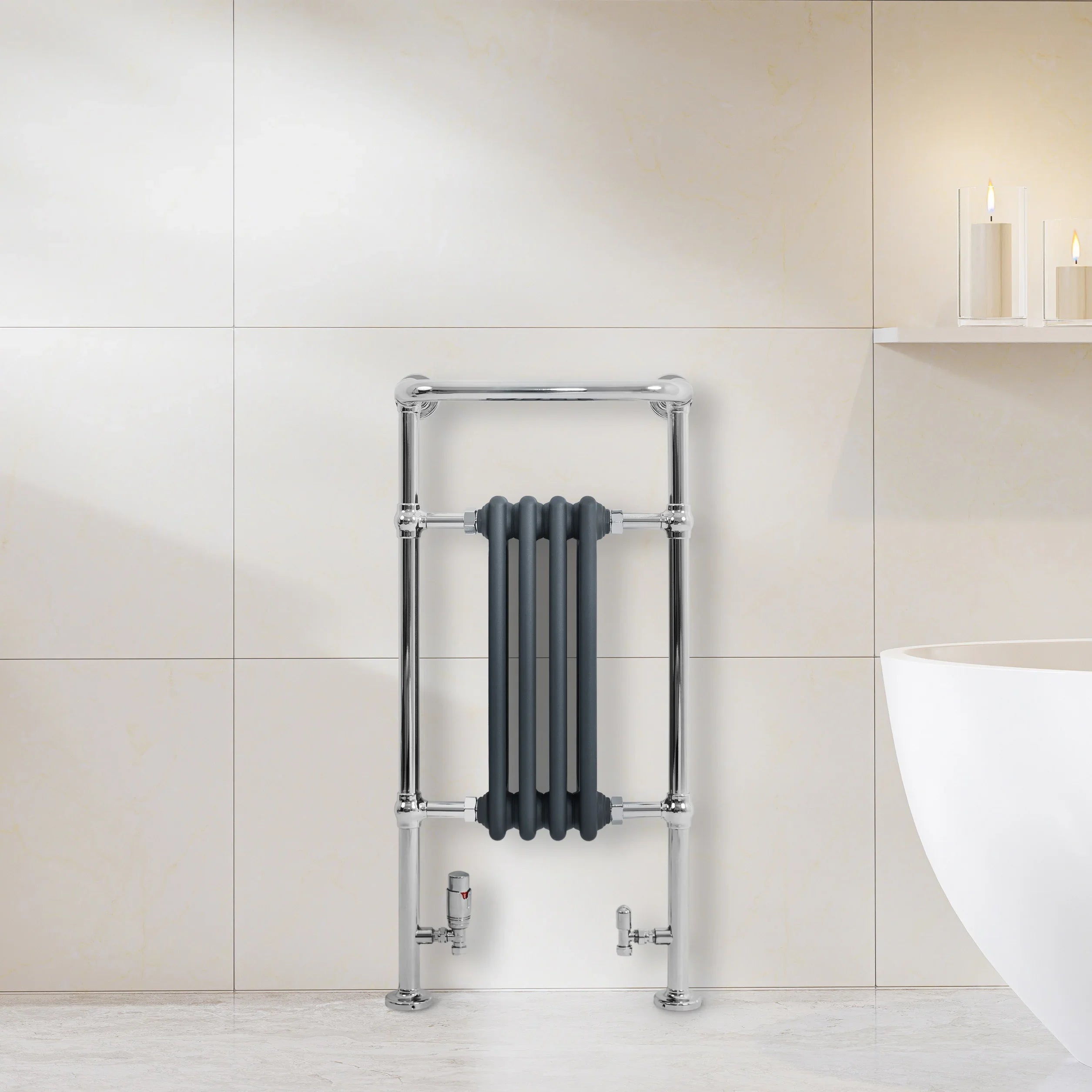 Traditional Heated Towel Rail Radiator – 950mm x 480mm  – Anthracite Grey