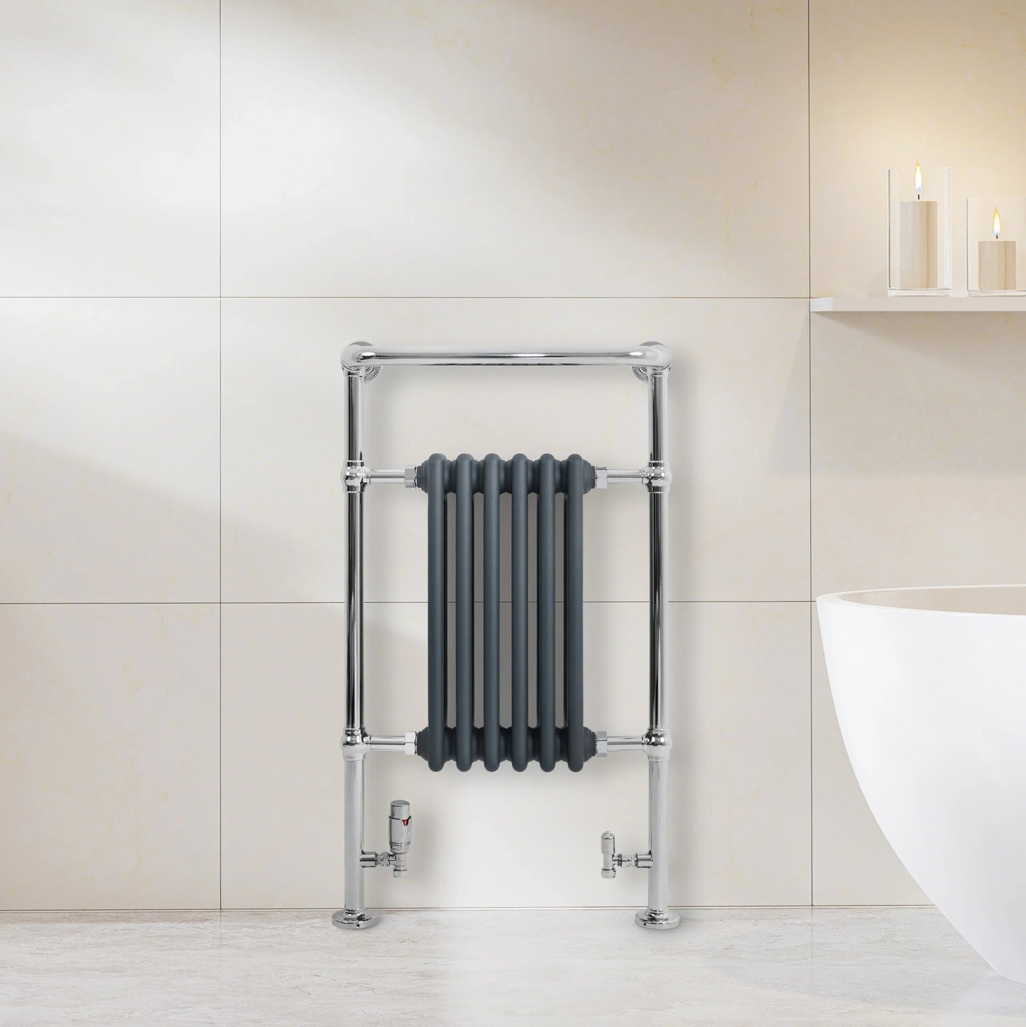 Traditional Heated Towel Rail Radiator – 950mm x 570mm  – Anthracite Grey