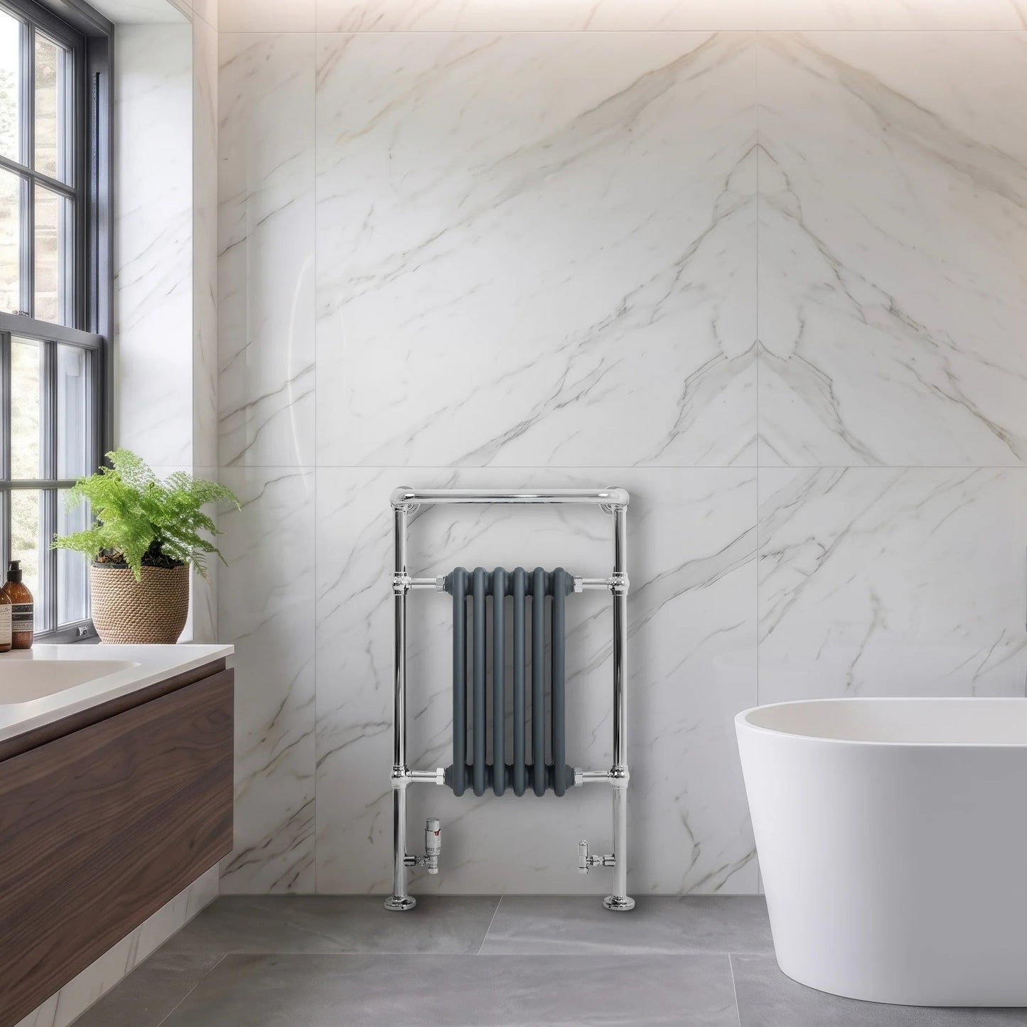 Traditional Heated Towel Rail Radiator – 950mm x 570mm  – Anthracite Grey