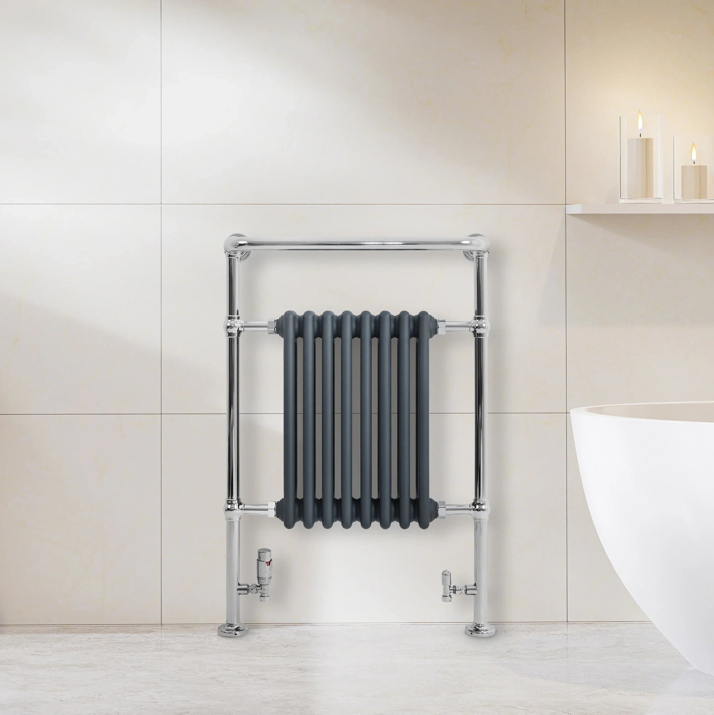 Traditional Heated Towel Rail Radiator – 950mm x 660mm  – Anthracite Grey
