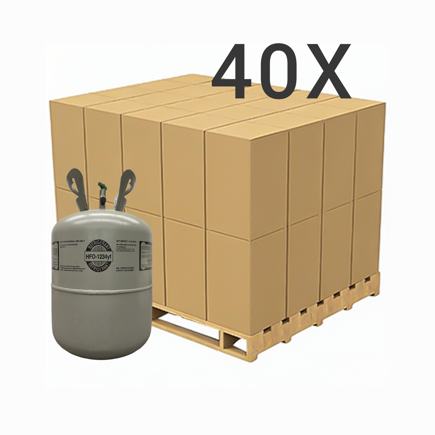 11 LB R1234yf (R-1234yf) Refrigerant Gas | 40 Cylinders