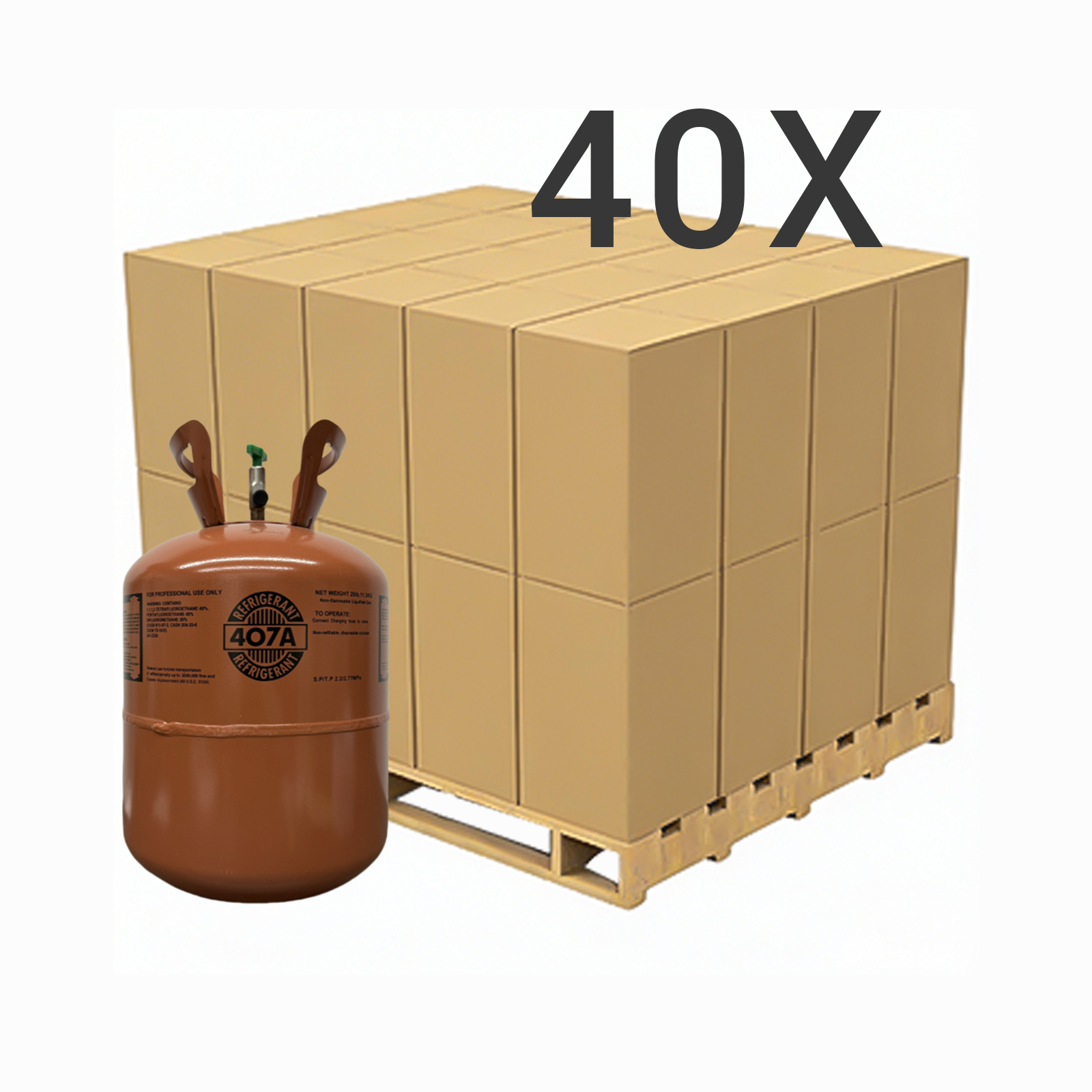25LB R407A (R-407A) Refrigerant Gas | 40 Cylinders