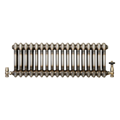 Traditional 2 Column Radiator & Valves – 300mm x 830mm - Raw Metal
