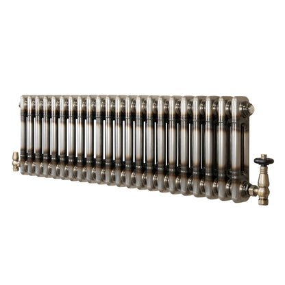 Traditional 2 Column Radiator & Valves – 300mm x 1010mm - Raw Metal