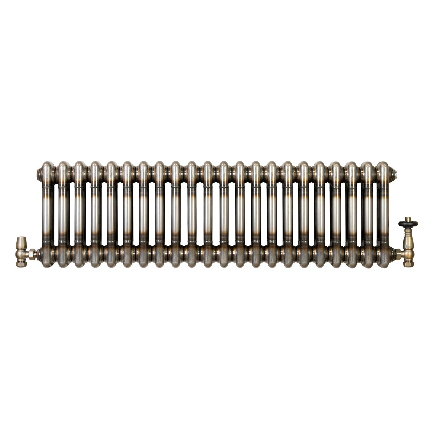 Traditional 2 Column Radiator & Valves – 300mm x 1010mm - Raw Metal