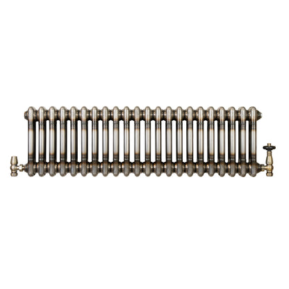 Traditional 2 Column Radiator & Valves – 300mm x 1010mm - Raw Metal