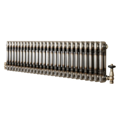 Traditional 2 Column Radiator & Valves – 300mm x 1190mm - Raw Metal