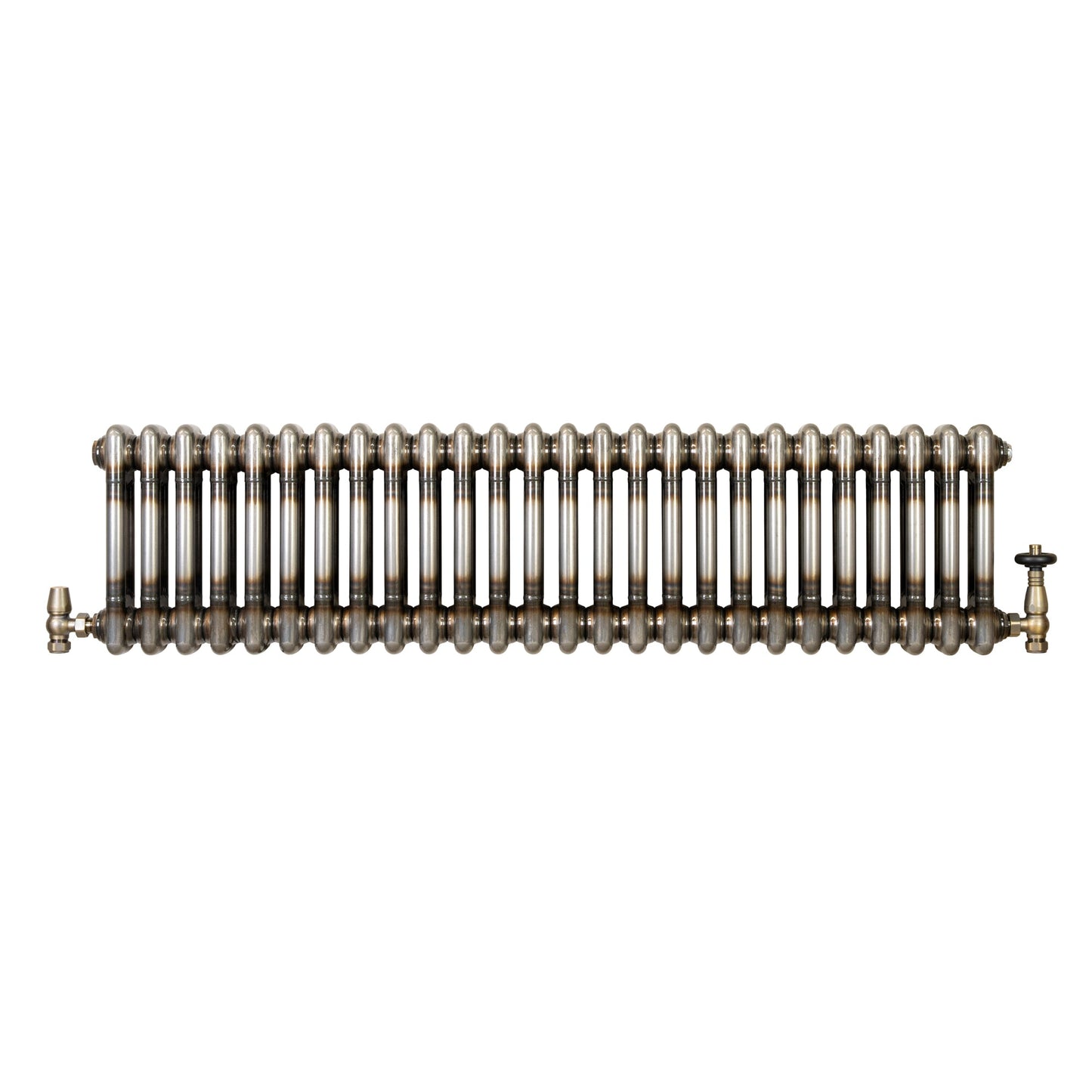 Traditional 2 Column Radiator & Valves – 300mm x 1190mm - Raw Metal