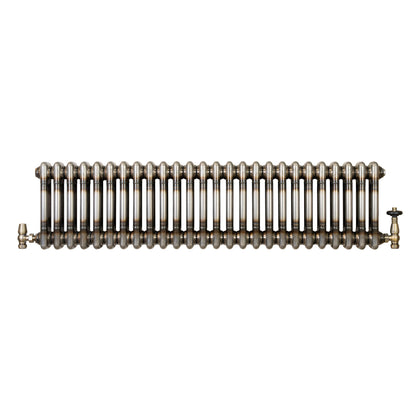 Traditional 2 Column Radiator & Valves – 300mm x 1190mm - Raw Metal