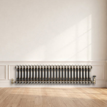 Traditional 2 Column Radiator & Valves – 300mm x 1190mm - Raw Metal