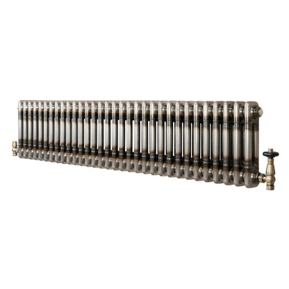 Traditional 2 Column Radiator & Valves - 300 x 1460mm - Raw Metal