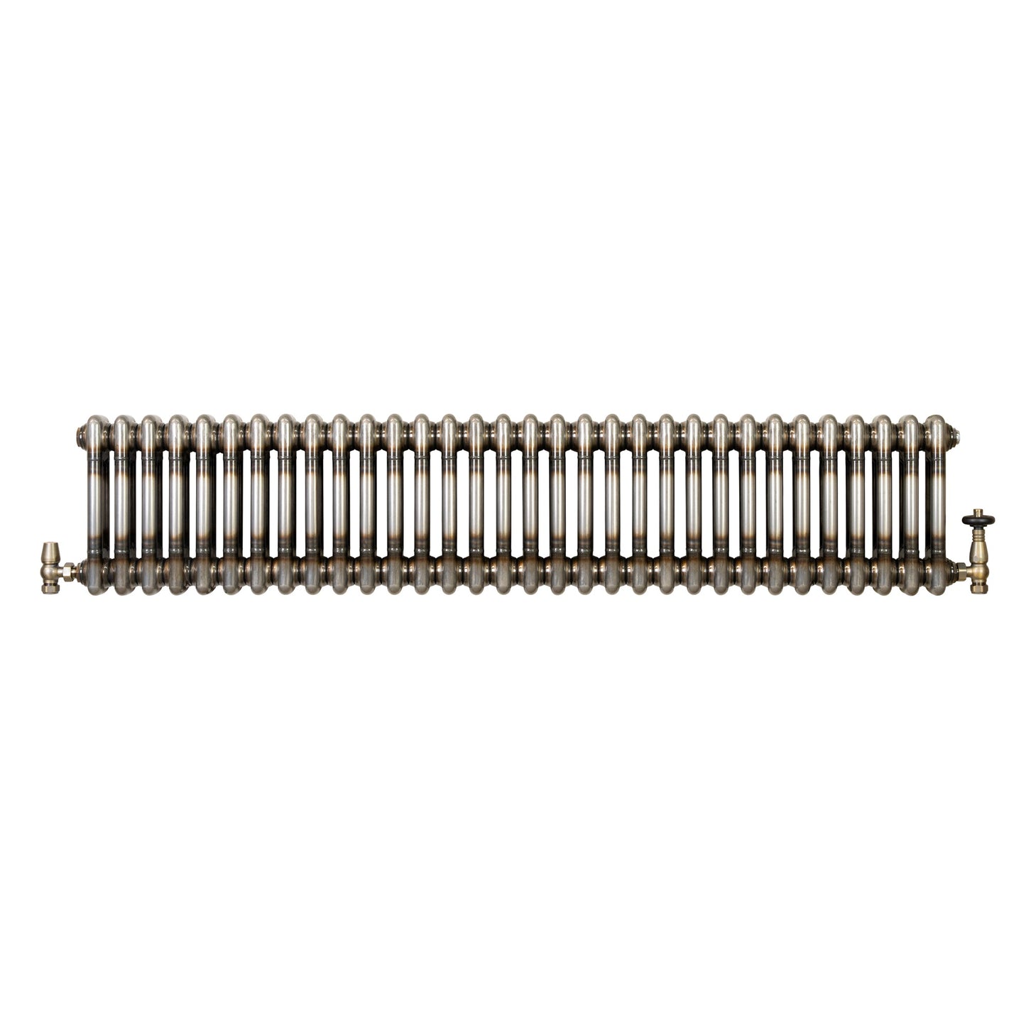 Traditional 2 Column Radiator & Valves - 300 x 1460mm - Raw Metal