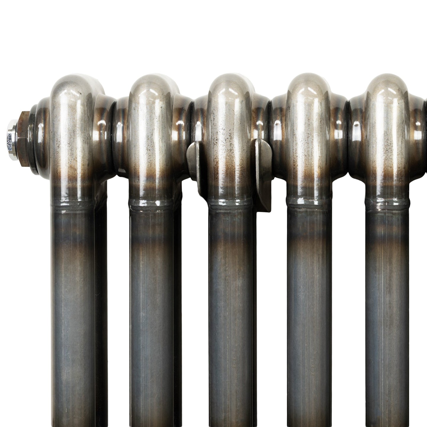 Traditional 2 Column Radiator & Valves - 600 x 830mm - Raw Metal