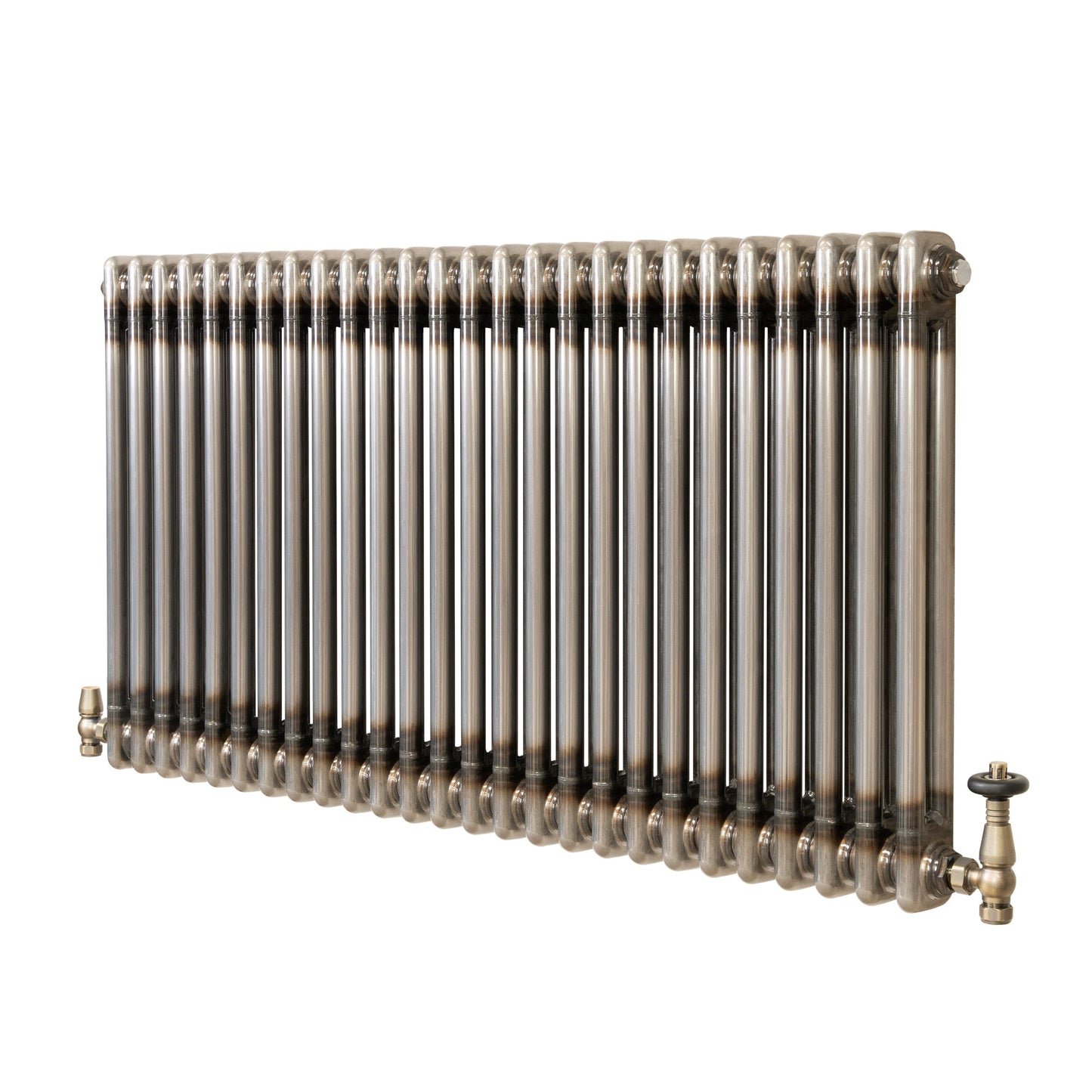 Traditional 2 Column Radiator & Valves - 600 x 1190mm - Raw Metal