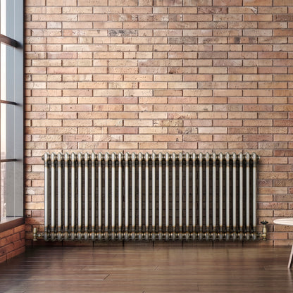 Traditional 2 Column Radiator & Valves - 600 x 1460mm - Raw Metal