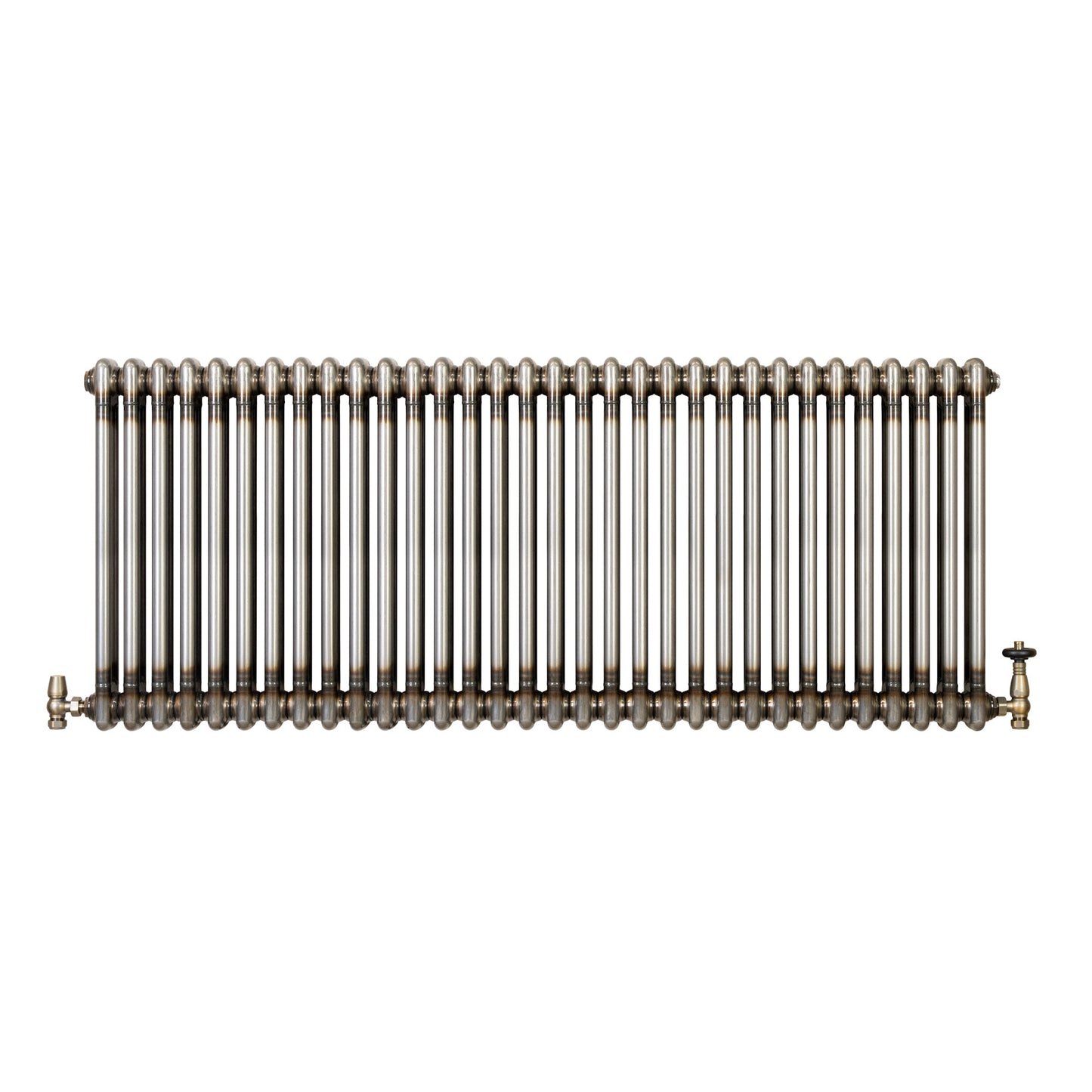Traditional 2 Column Radiator & Valves - 600 x 1460mm - Raw Metal