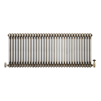 Traditional 2 Column Radiator & Valves - 600 x 1460mm - Raw Metal