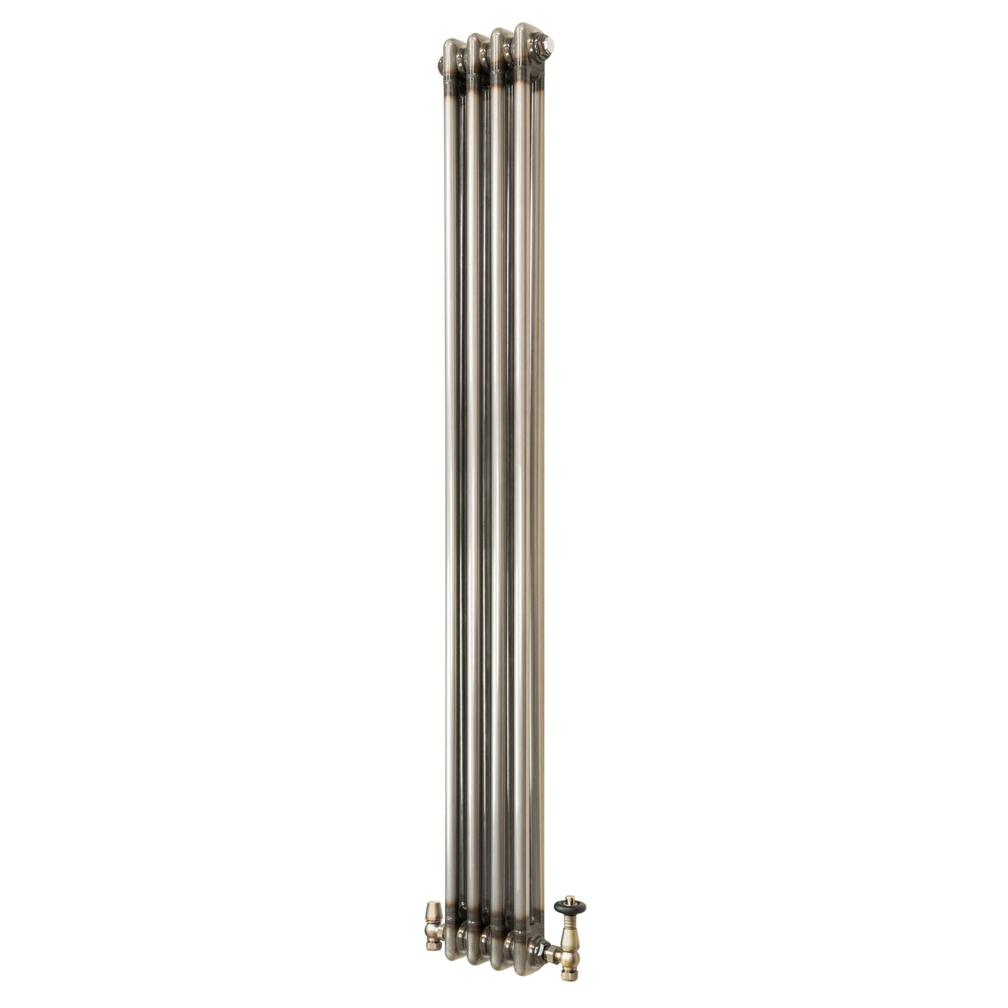 Traditional 2 Column Radiator & Valves - 1500 x 200mm - Raw Metal