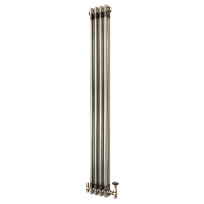 Traditional 2 Column Radiator & Valves - 1500 x 200mm - Raw Metal