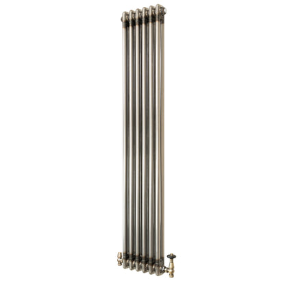 Traditional 2 Column Radiator & Valves – 1500mm x 290mm - Raw Metal